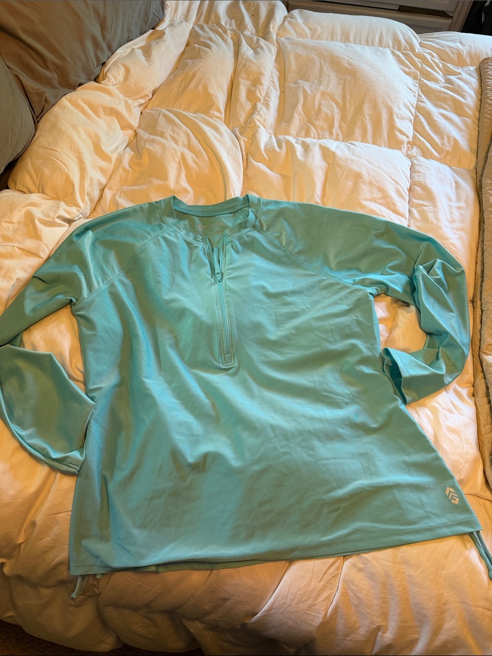 Free Country Teal Quarter-Zip Pullover UV sun protection for the boat
